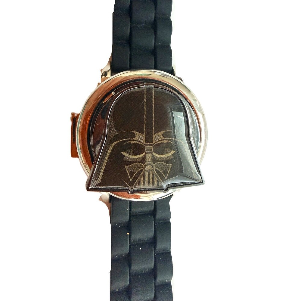Star Wars Darth Vader Accutime Watch Flip Up Cover Black Silicone Band DAR4260TG